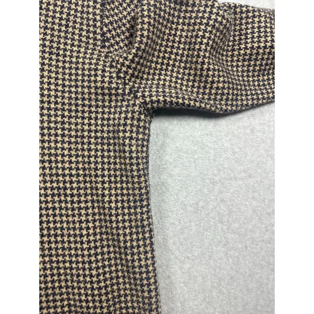 J.Crew Lambswool Houndstooth Crewneck Sweater Men's Large Brown Pullover